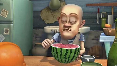 光头强一边吃哈密瓜吗,光头强独享哈密瓜的悠闲时光